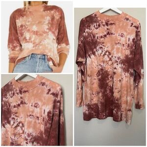 Free People We The Free Tie Dyed Oversized Long Sleeved Top